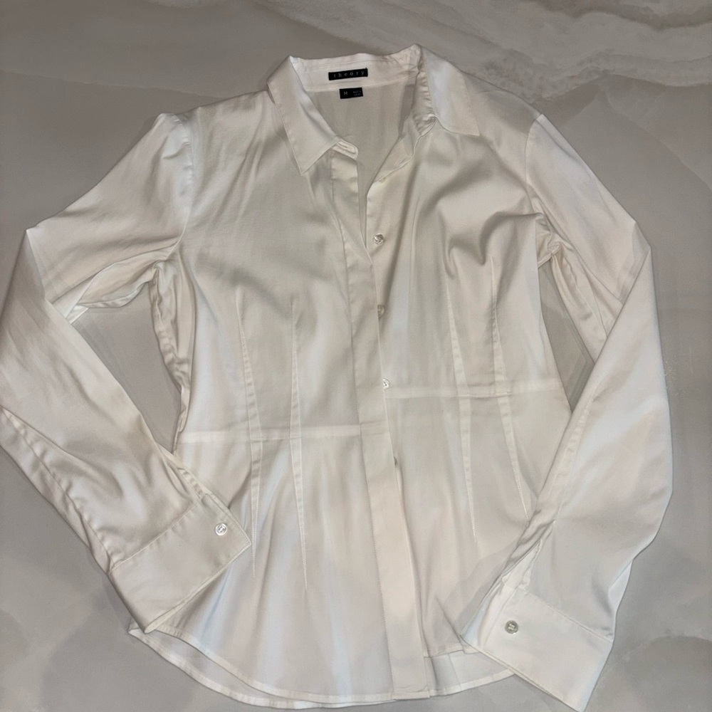Theory White Button-Up Shirt